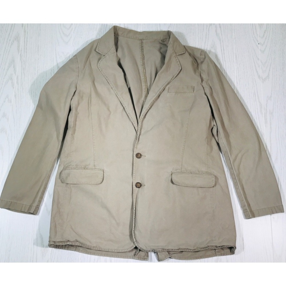 Vintage LL Bean Blazer Jacket Men 46 Tall Canvas Gray 100% Cotton 2 Button Retro
